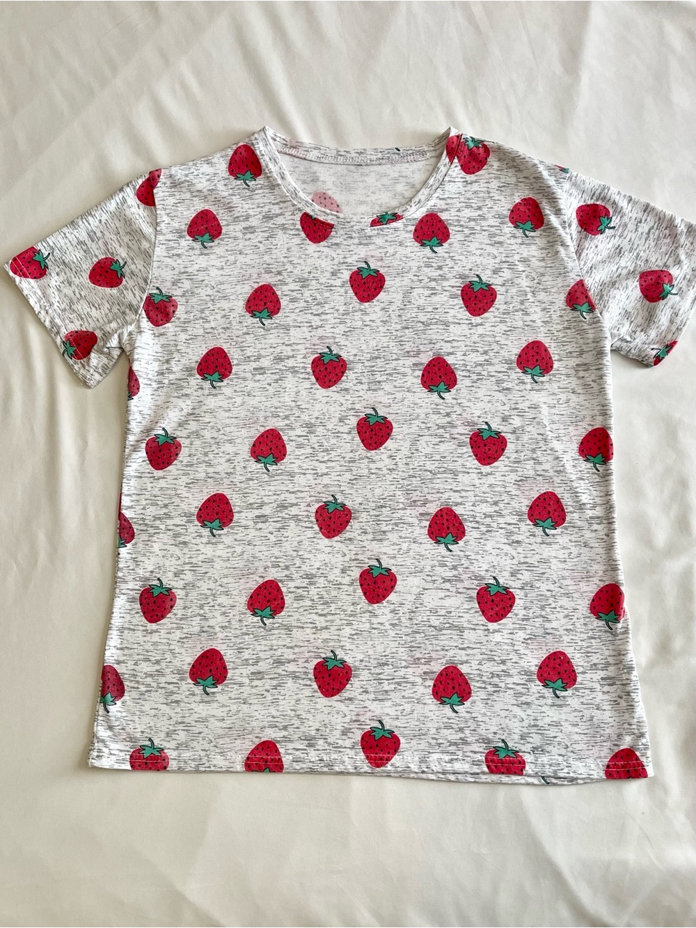 Women’s Heather Gray Tee with Strawberry Print